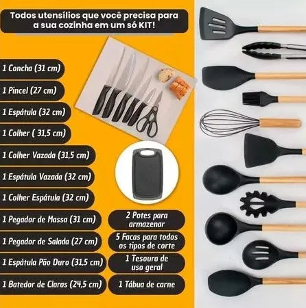 Conjunto Completo de Utensílios de Cozinha - 19 peças de Luxo