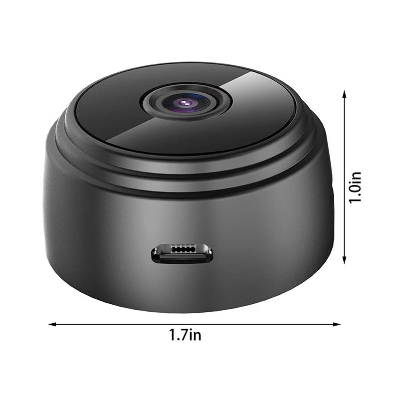 Mini Câmera 360° Full HD 1080P com Suporte para Visão Noturna e Controle via Wi-Fi