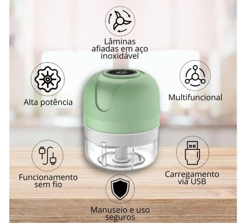 Mini Processador Elétrico Portátil Recarregável USB 250ml