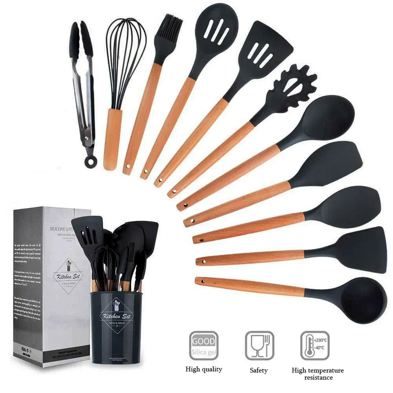 Conjunto de Utensílios de Silicone para Cozinha