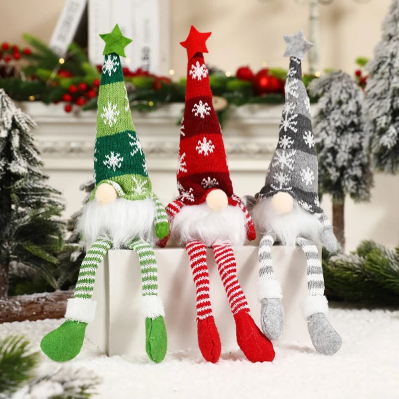 Boneco Gnomo Decorativo de Natal com Chapéu Longo