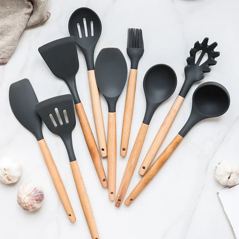 Conjunto de Utensílios de Silicone para Cozinha