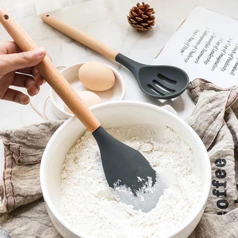 Conjunto de Utensílios de Silicone para Cozinha