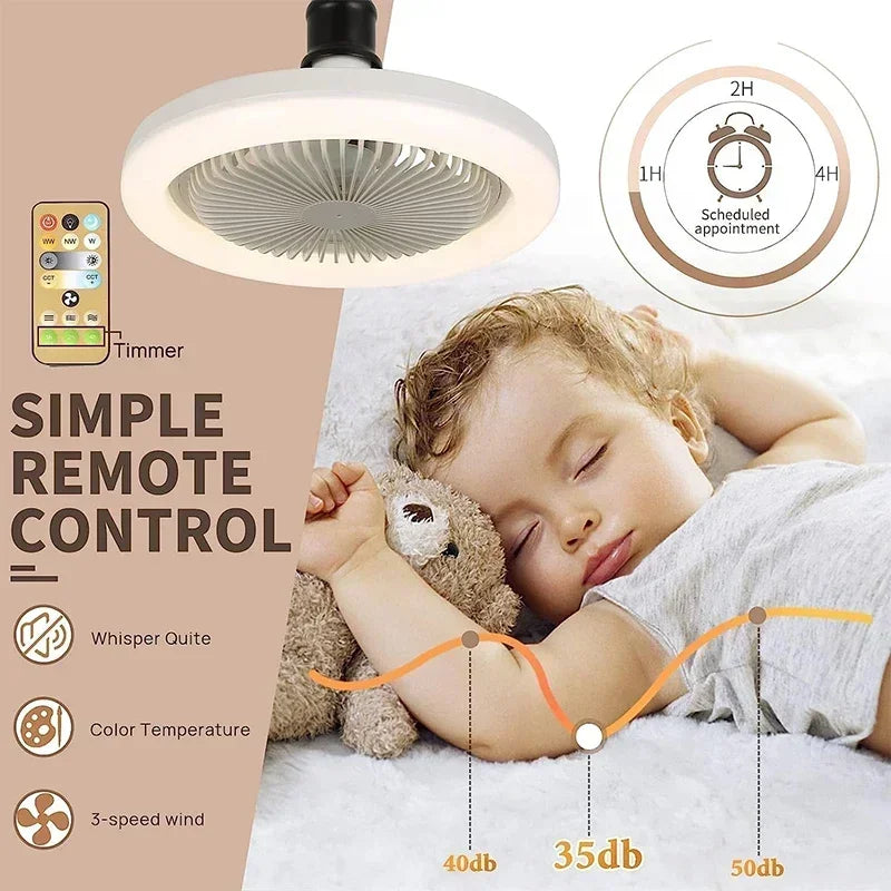 Ventilador de Teto com Luminária e Controle Remoto